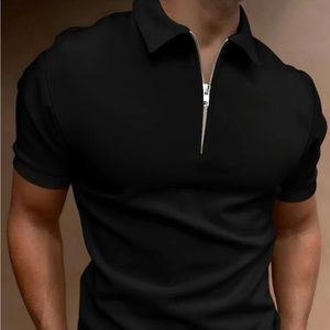 Men Quarter Zipper Polo Shirt